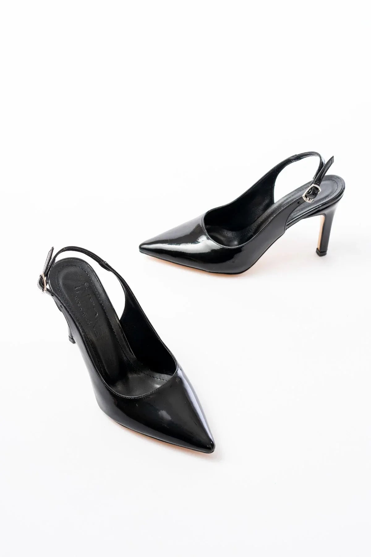 st-1153Escarpins femme vernies à talon 9 cm avec arrière ouvert - Justyol