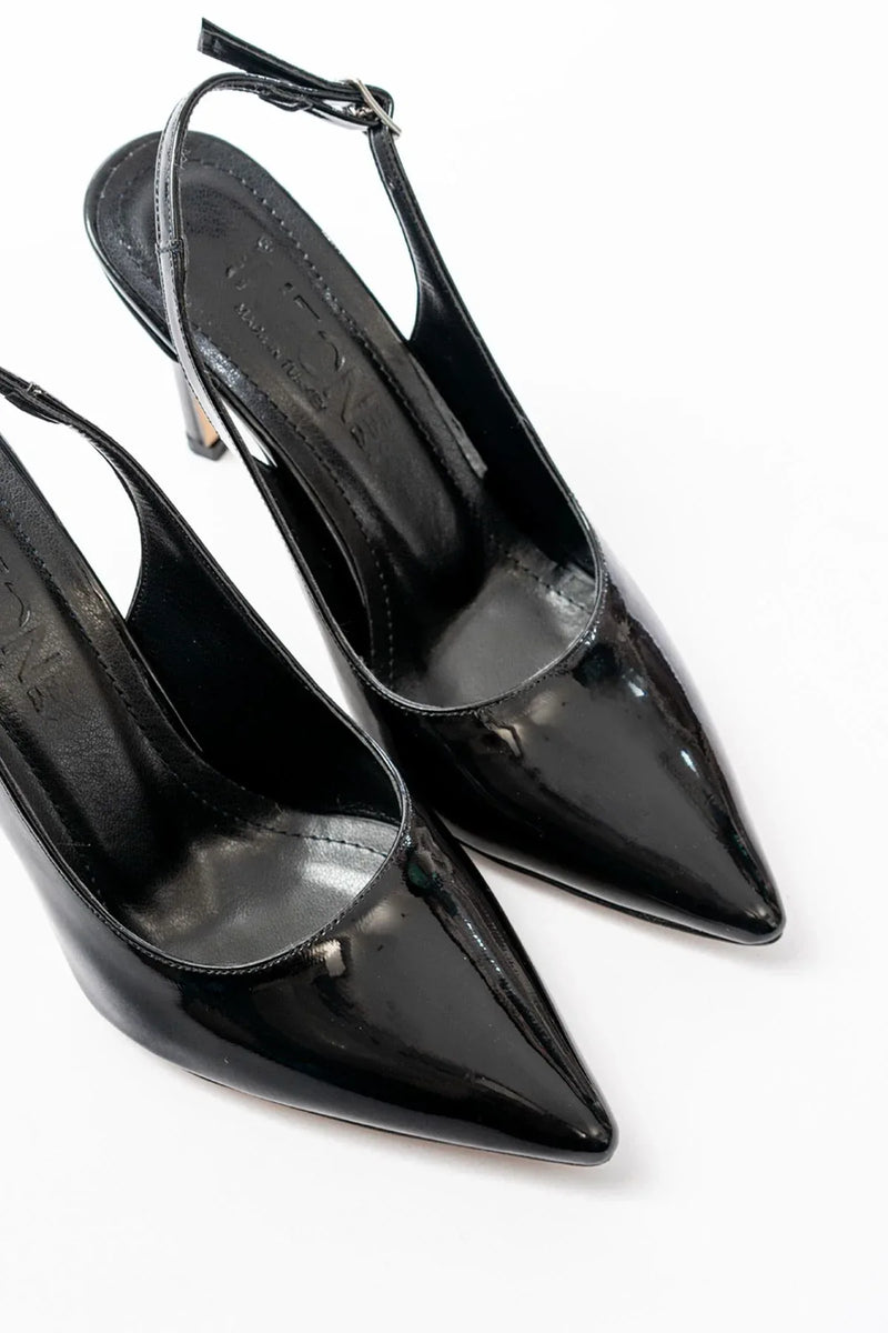 st-1153Escarpins femme vernies à talon 9 cm avec arrière ouvert