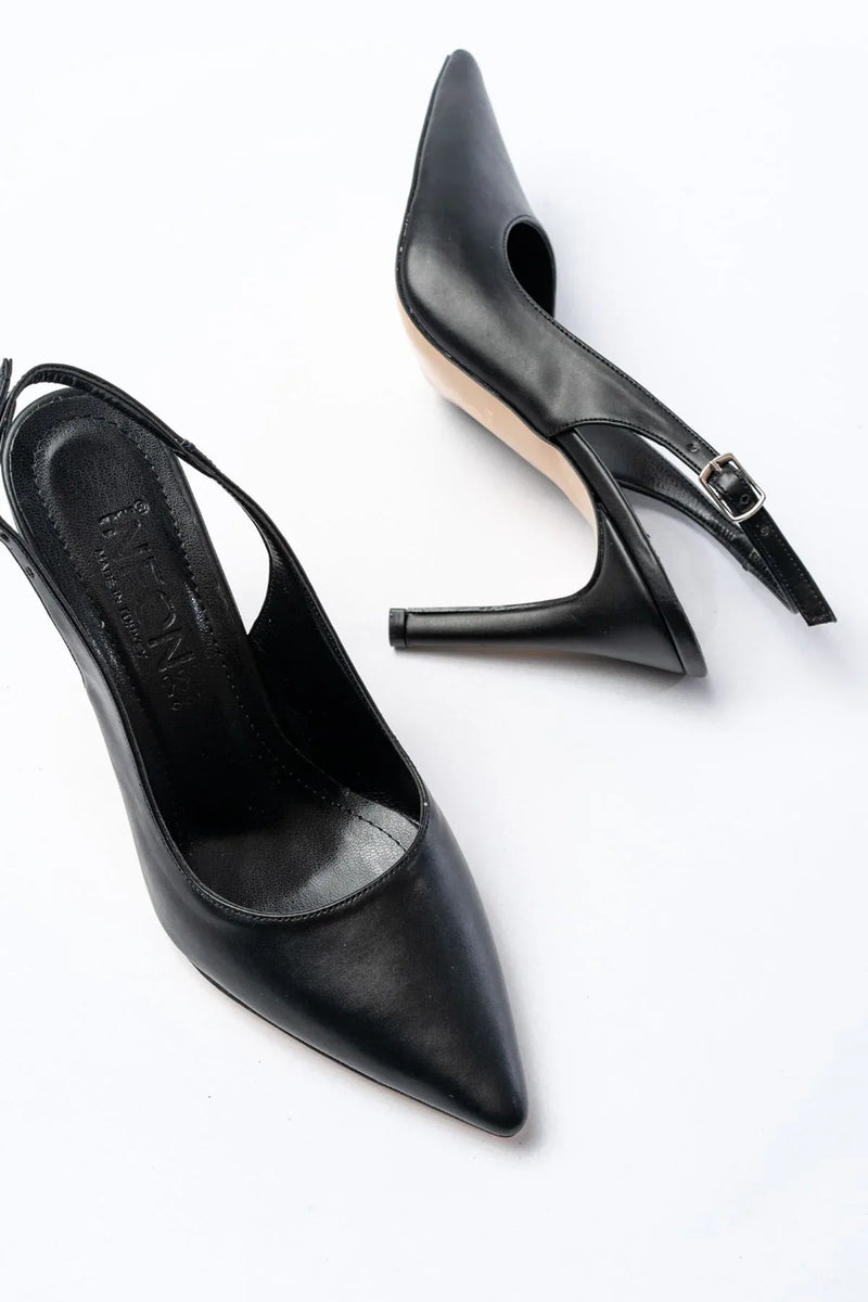 st-1153Escarpins femme vernies à talon 9 cm avec arrière ouvert