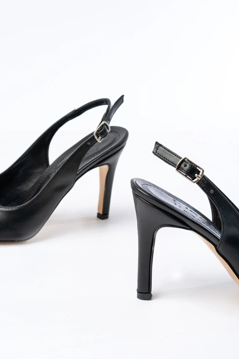 st-1153Escarpins femme vernies à talon 9 cm avec arrière ouvert