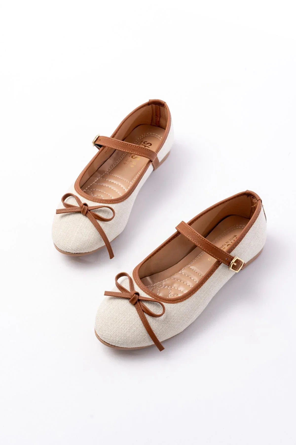 6321 Ballerines femme en tissu effet lin avec bride et boucle - Justyol