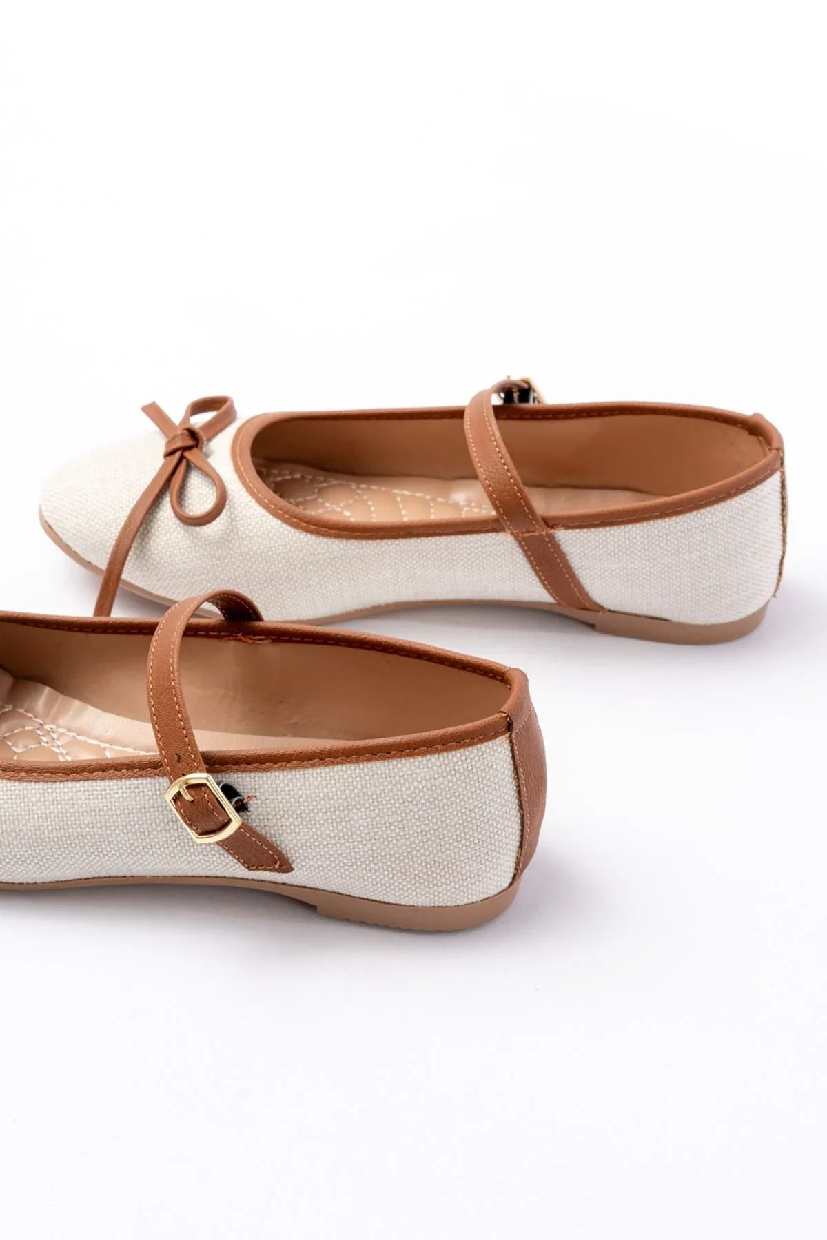 6321 Ballerines femme en tissu effet lin avec bride et boucle - Justyol