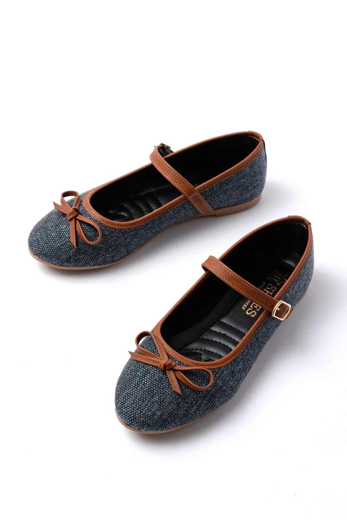 6321 Ballerines femme en tissu effet lin avec bride et boucle - Justyol