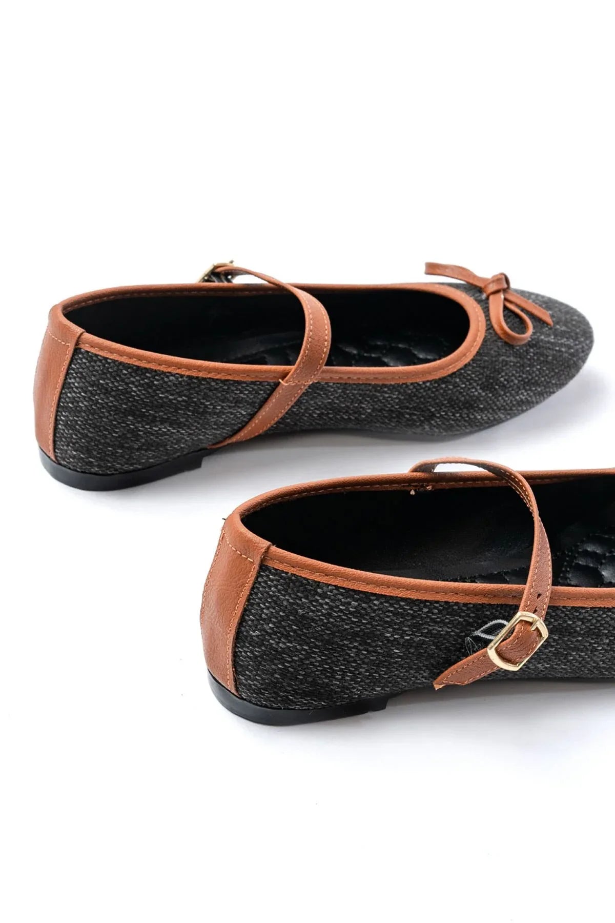 6321 Ballerines femme en tissu effet lin avec bride et boucle - Justyol