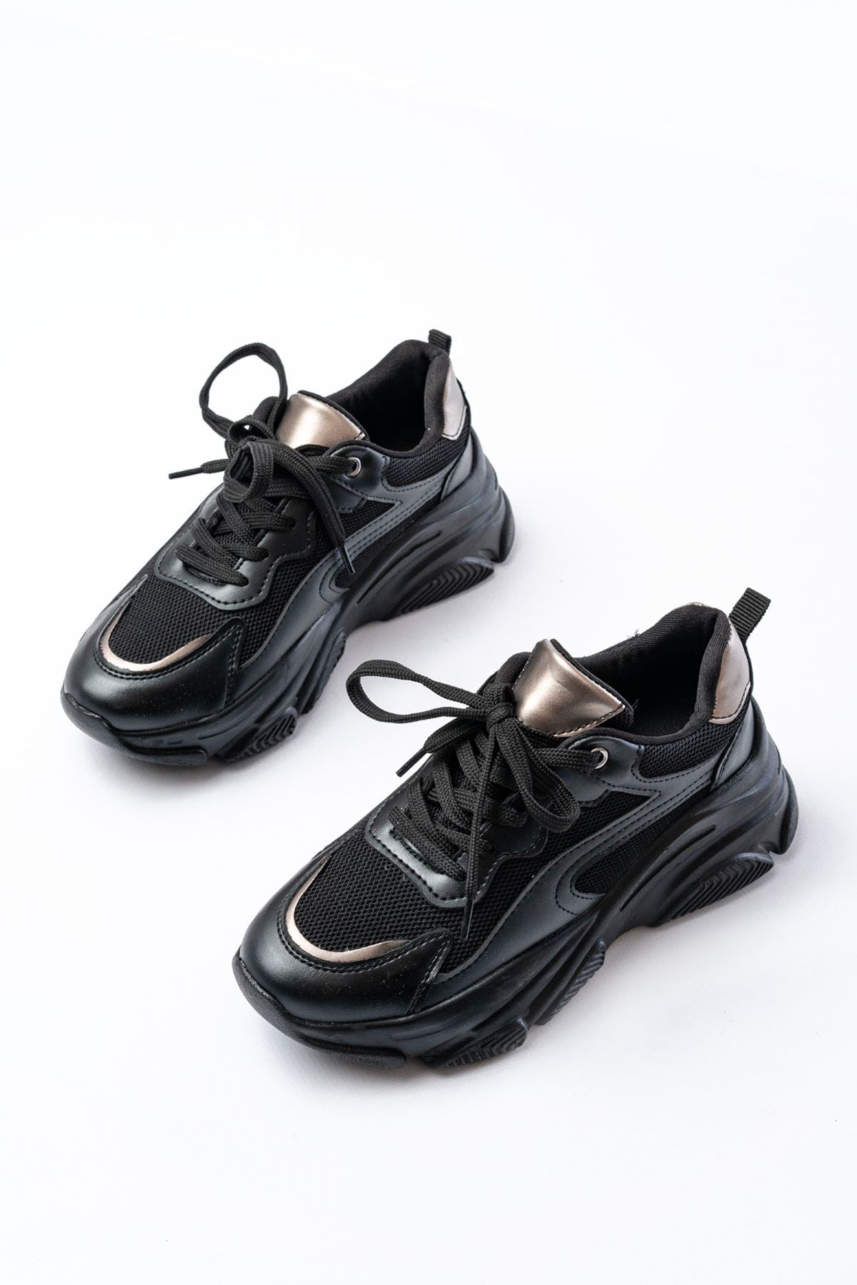 sp - 149 nut gold bağcikli fileli günlük spor ayakkabi - Justyol