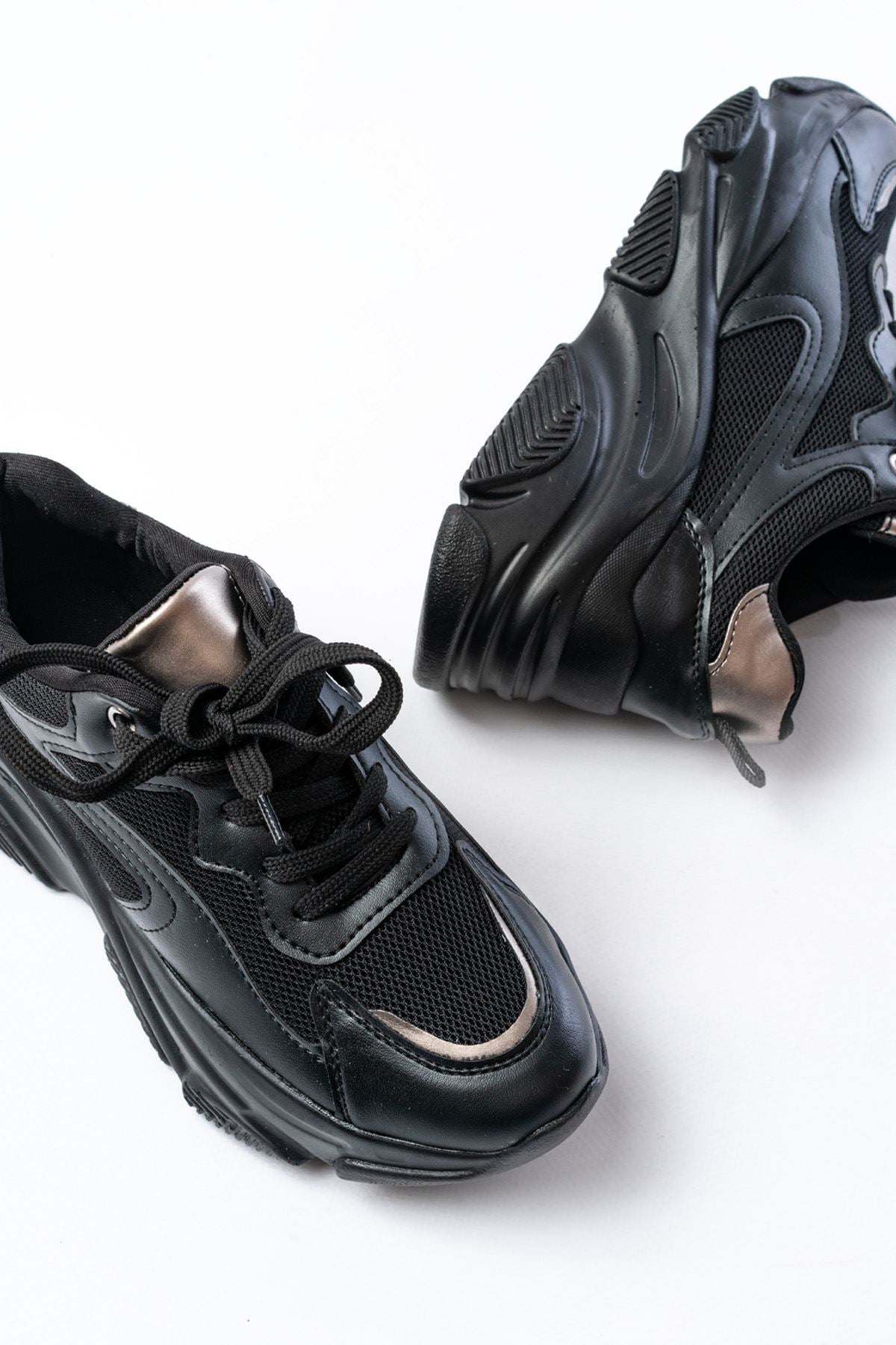 sp - 149 nut gold bağcikli fileli günlük spor ayakkabi - Justyol