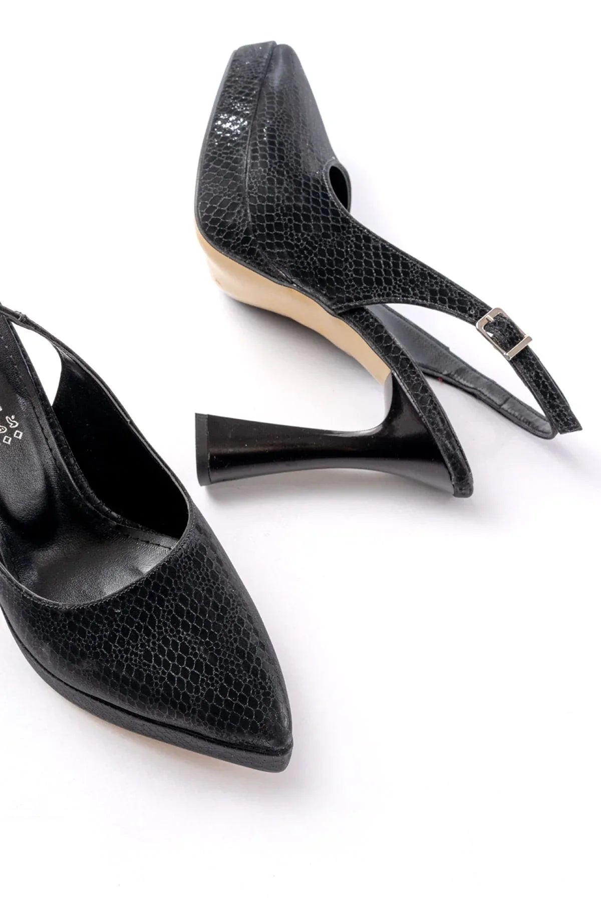 b-2101 Escarpins femme argentés à talon haut avec plateforme et bride arrière - Justyol