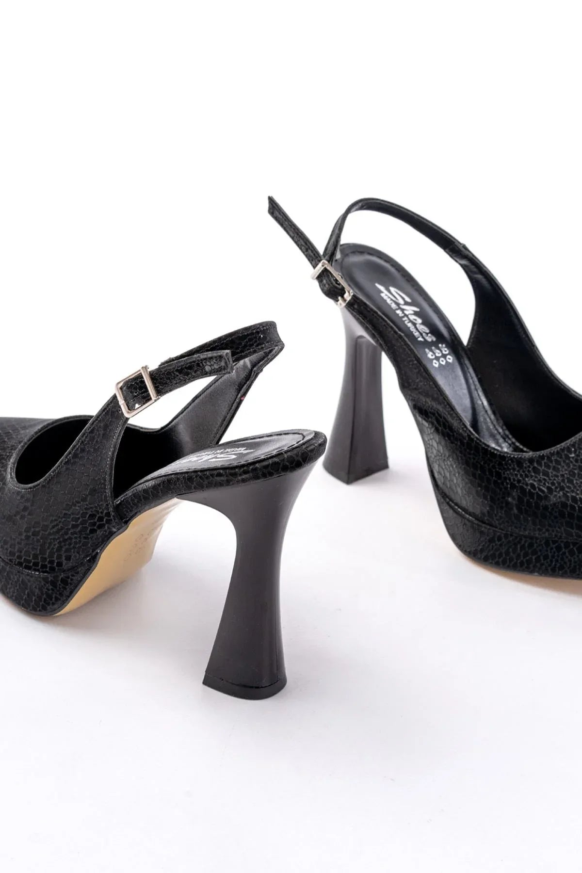 b-2101 Escarpins femme argentés à talon haut avec plateforme et bride arrière - Justyol