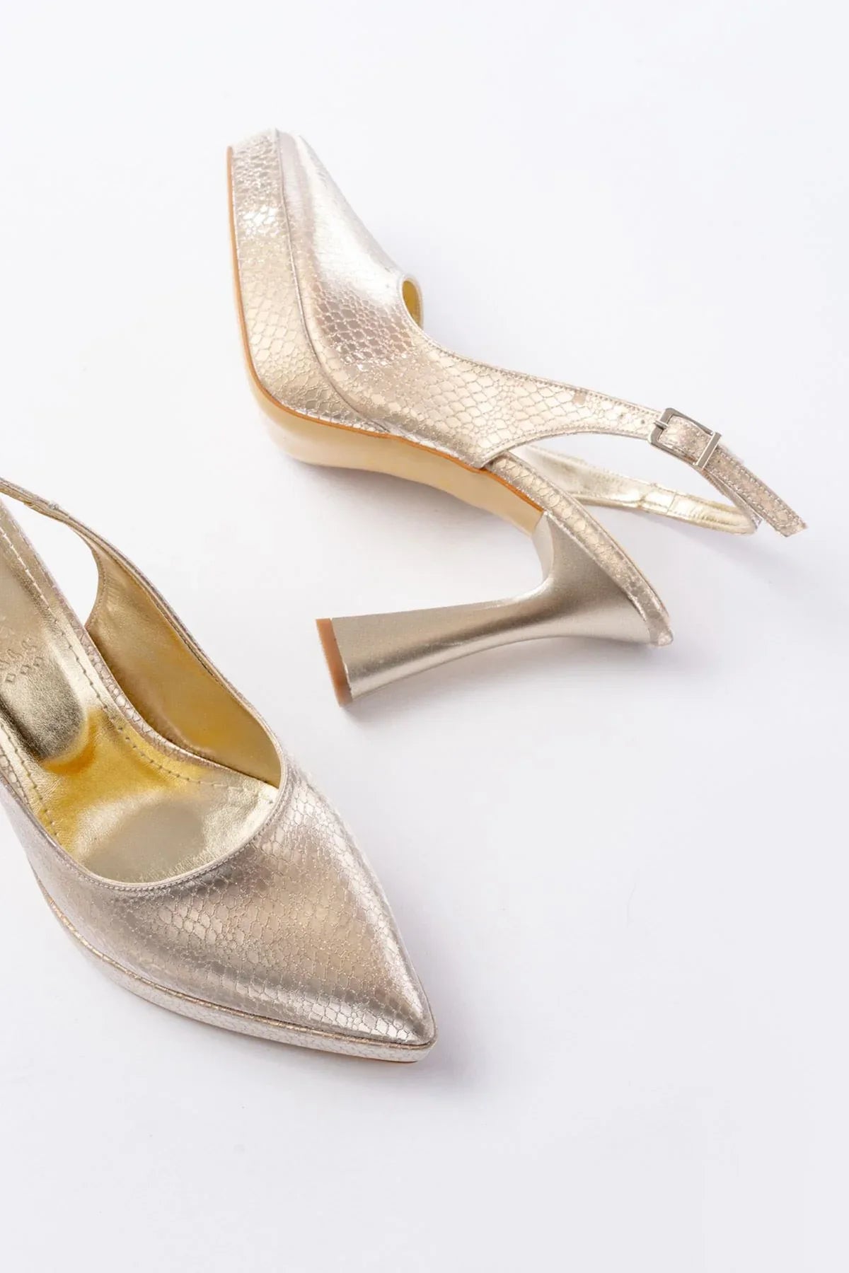 b-2101 Escarpins femme argentés à talon haut avec plateforme et bride arrière - Justyol