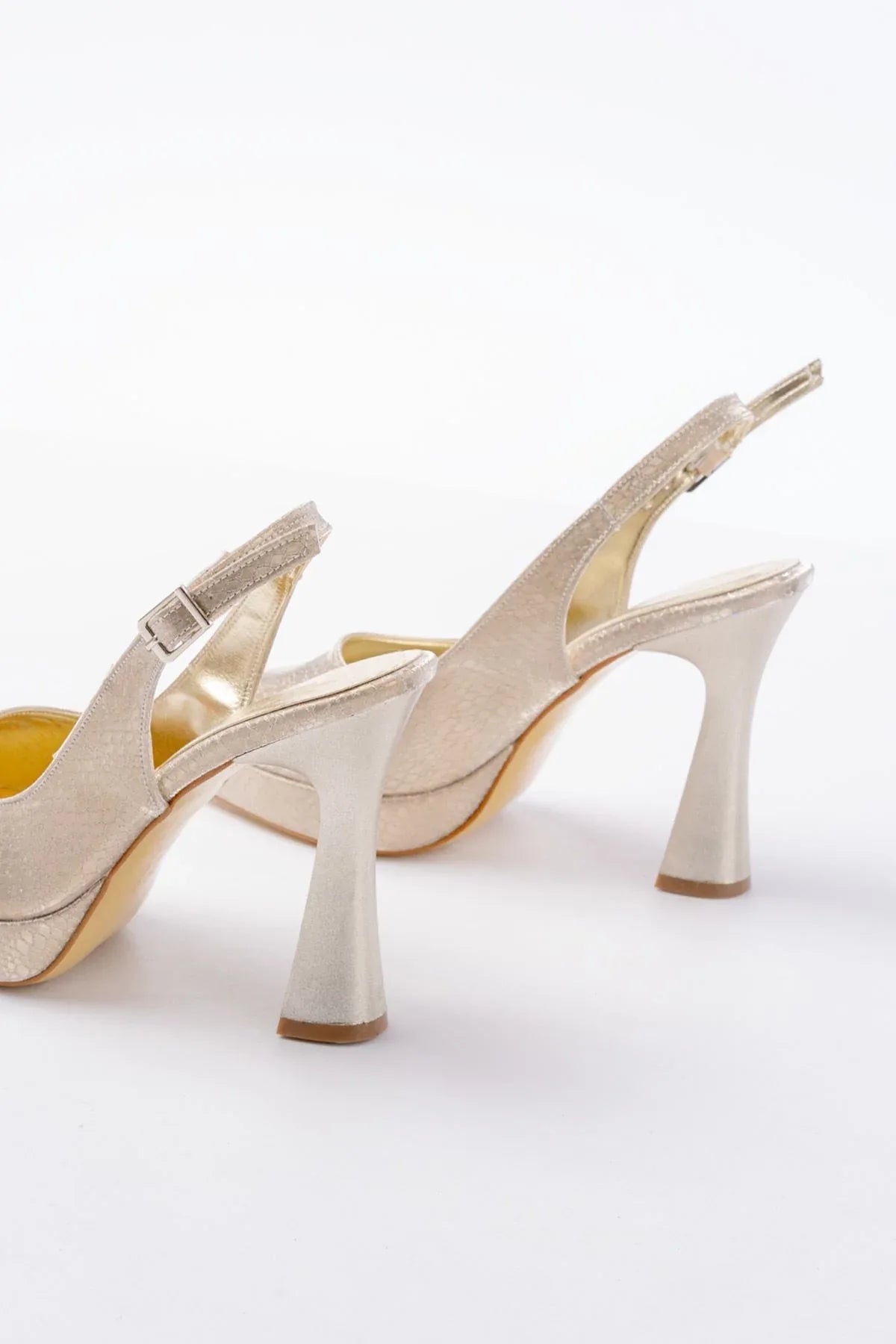 b-2101 Escarpins femme argentés à talon haut avec plateforme et bride arrière - Justyol