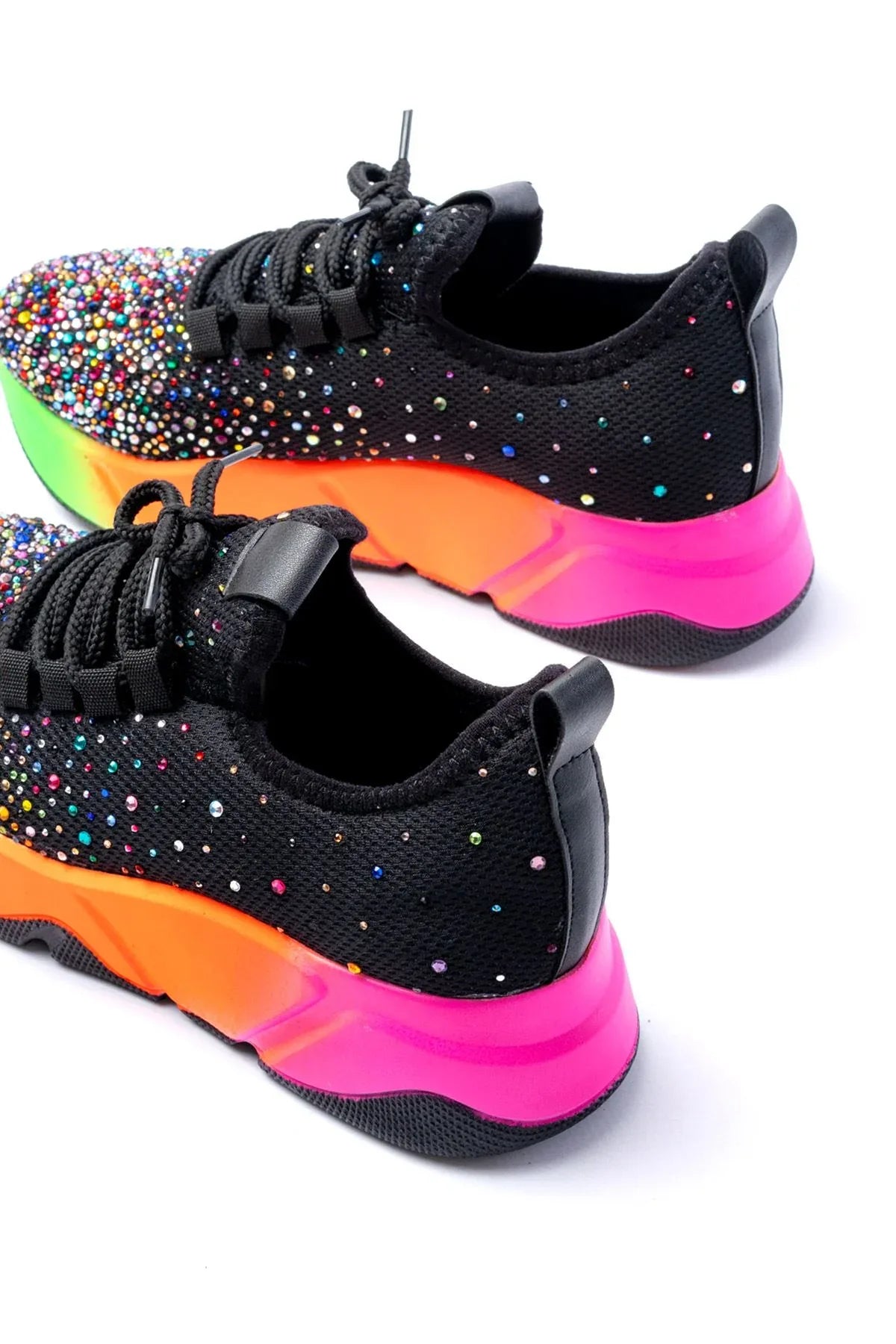 rs-403Baskets femme à lacets en maille avec détails argentés - Justyol