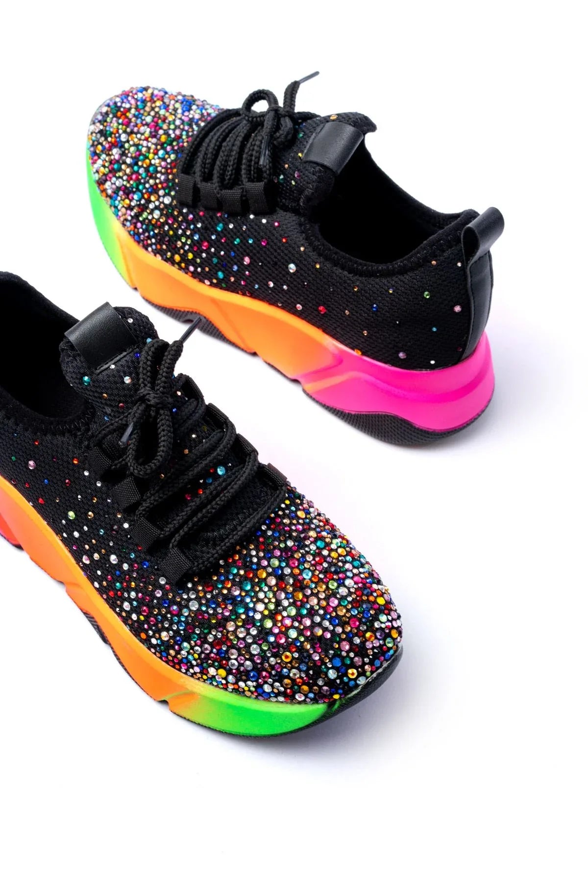 rs-403Baskets femme à lacets en maille avec détails argentés - Justyol