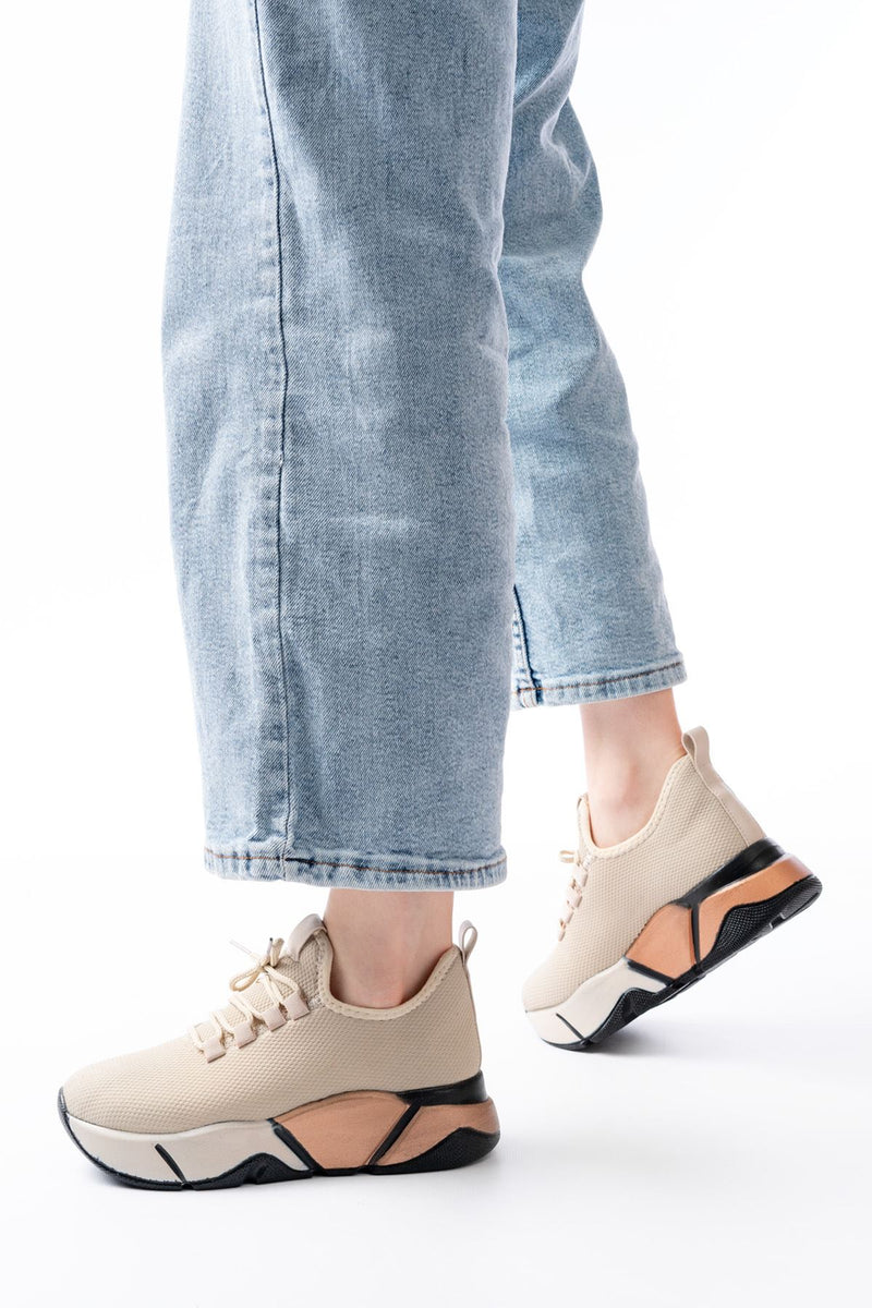 RS-400 Sneakers femmes avec lacets et semelle colorée - 5 cm