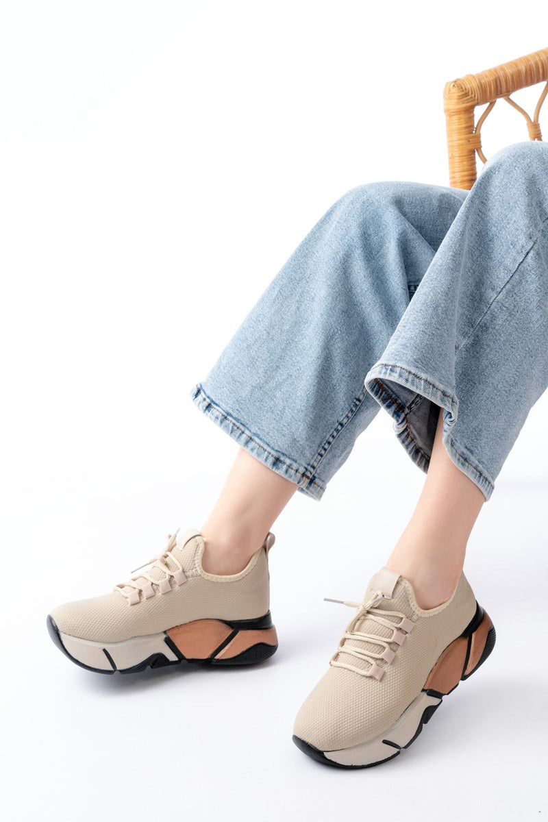 RS-400 Sneakers femmes avec lacets et semelle colorée - 5 cm