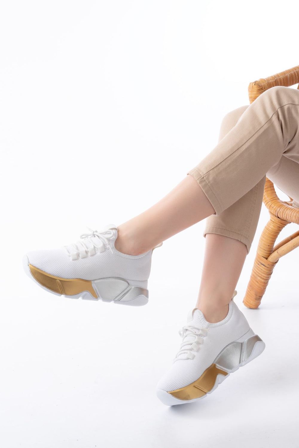 RS-400 Sneakers femmes avec lacets et semelle colorée - 5 cm