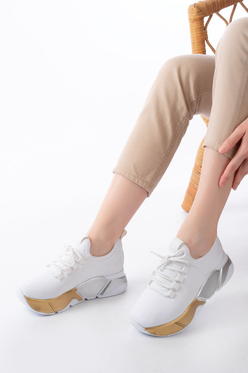 RS-400 Sneakers femmes avec lacets et semelle colorée - 5 cm