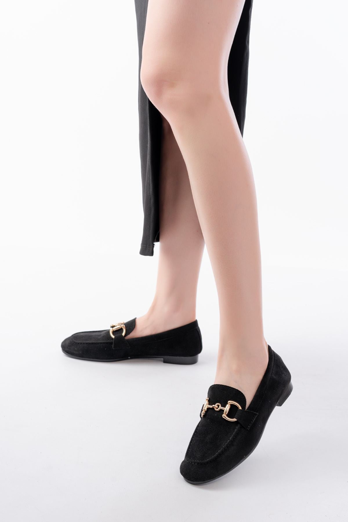 303süet toka aksesuarli günlük kadin babet - Justyol