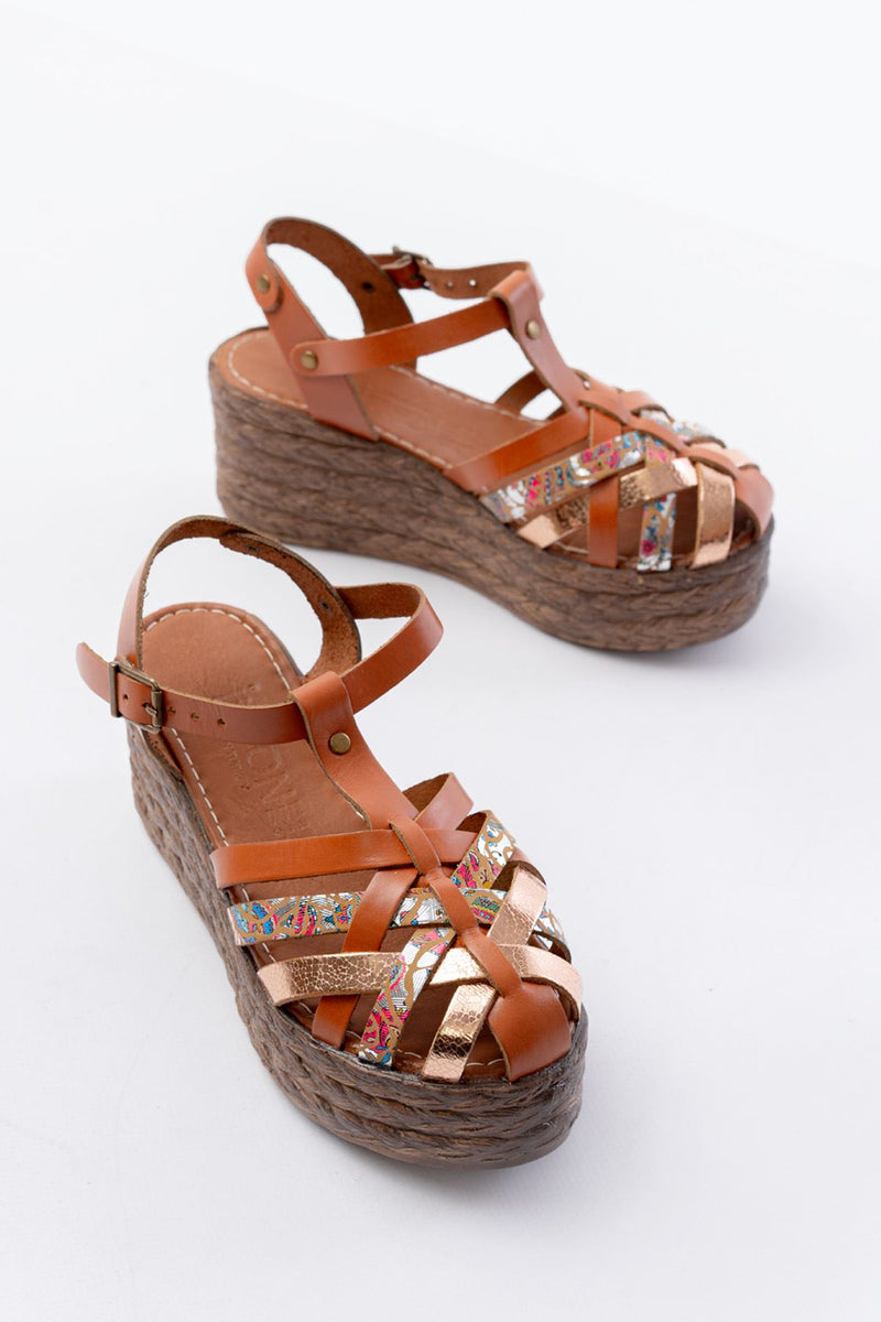 Sandales Compensées Femme en Cuir Véritable Orthopédiques 7 cm