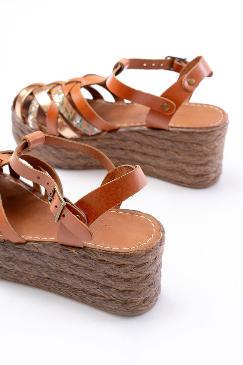 Sandales Compensées Femme en Cuir Véritable Orthopédiques 7 cm