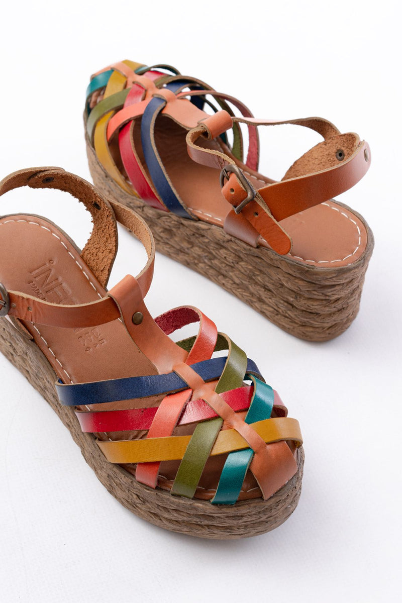 Sandales Compensées Femme en Cuir Véritable Orthopédiques 7 cm