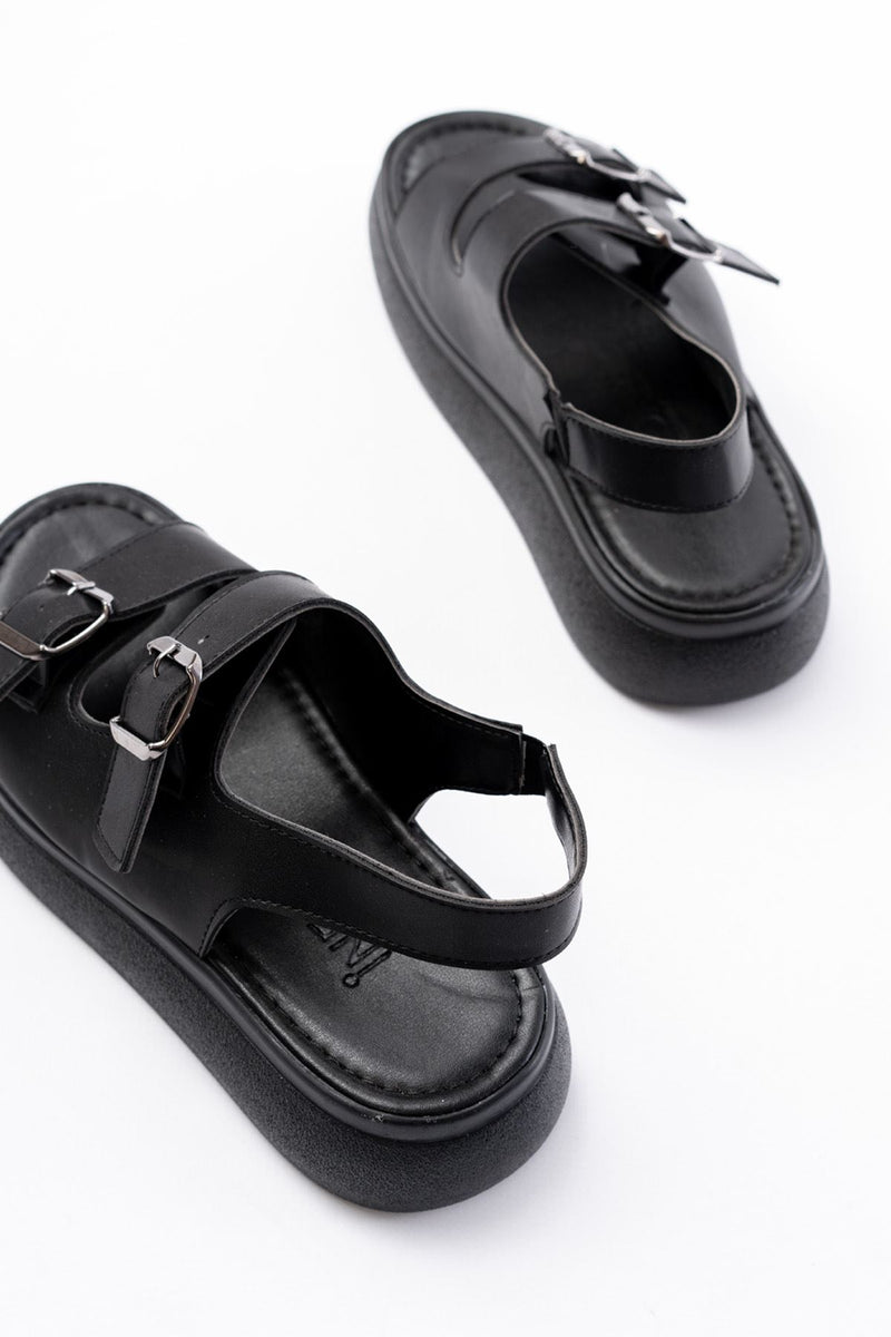 24413-572 Sandales compensées femme avec boucle décorative