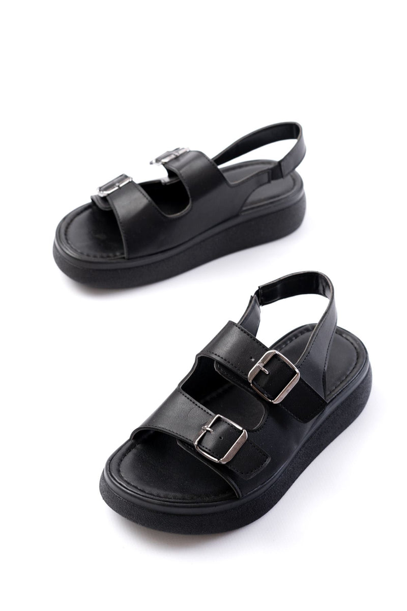 24413-572 Sandales compensées femme avec boucle décorative
