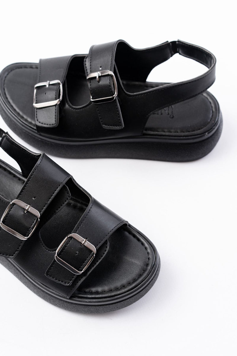 24413-572 Sandales compensées femme avec boucle décorative