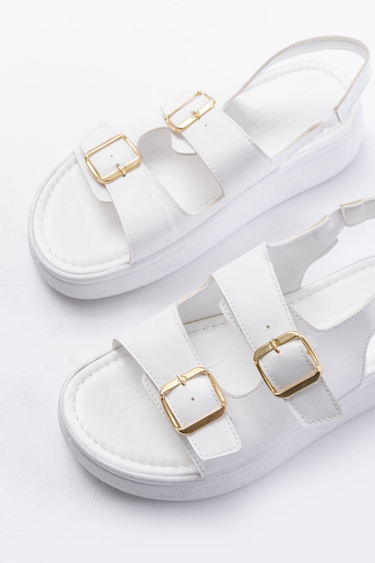 24413 - 572günlük dolgu topuk toka aksesuarli kadin sandalet - Justyol