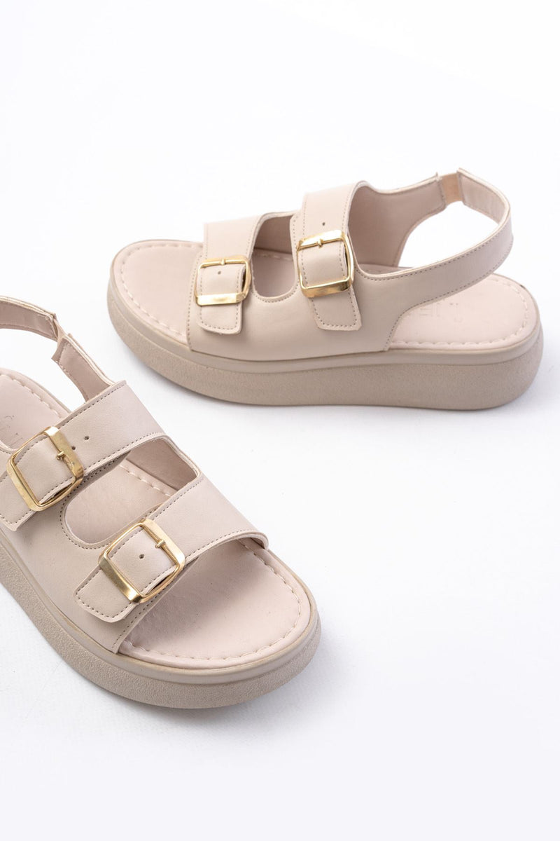 24413-572 Sandales compensées femme avec boucle décorative