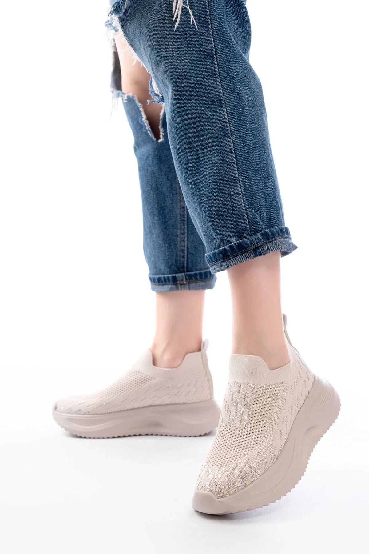 dm-707Chaussures de sport femme en maille avec semelle épaisse - Justyol