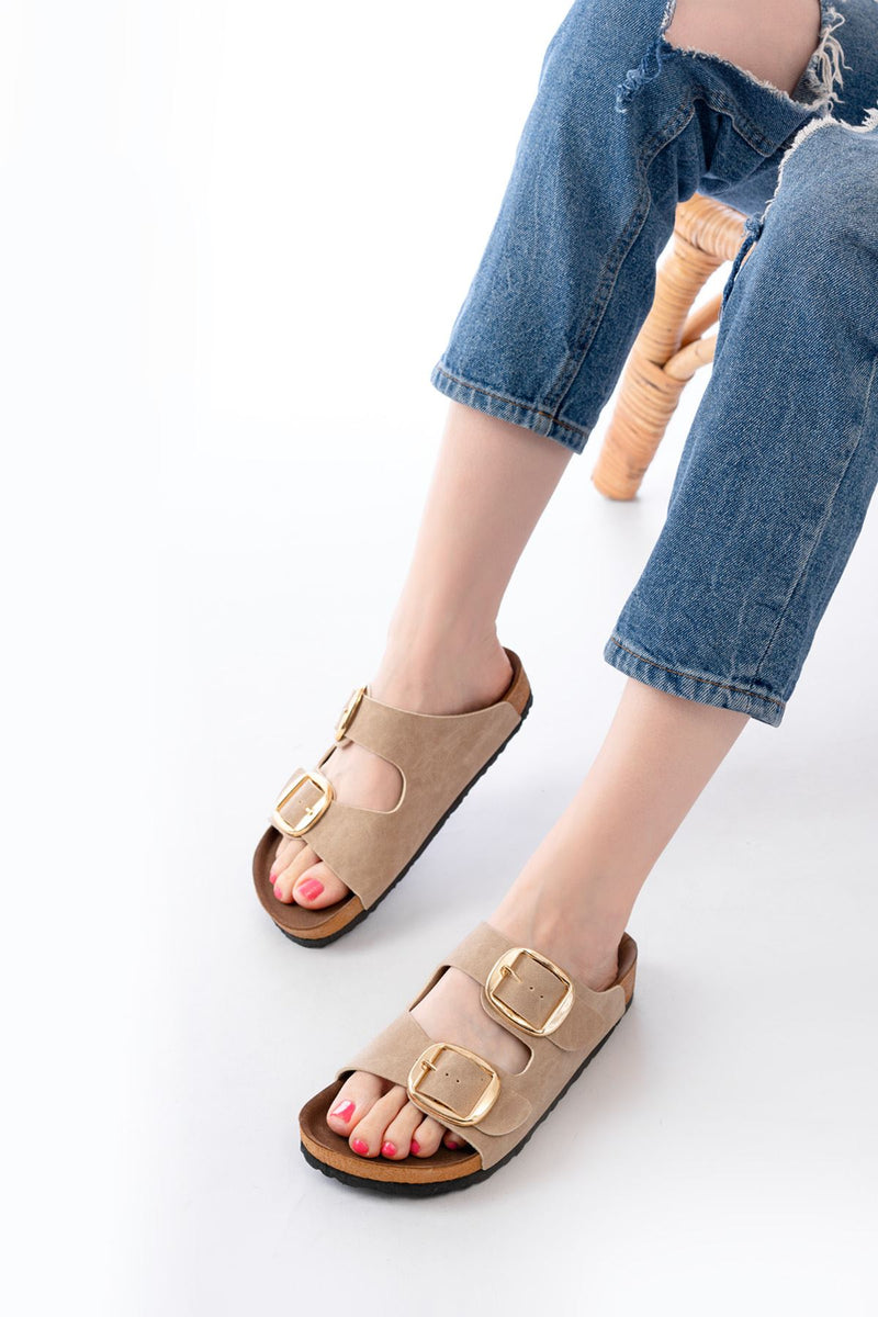 Pour femme, modèle quotidien avec double boucle, 1,5 cm de talon
