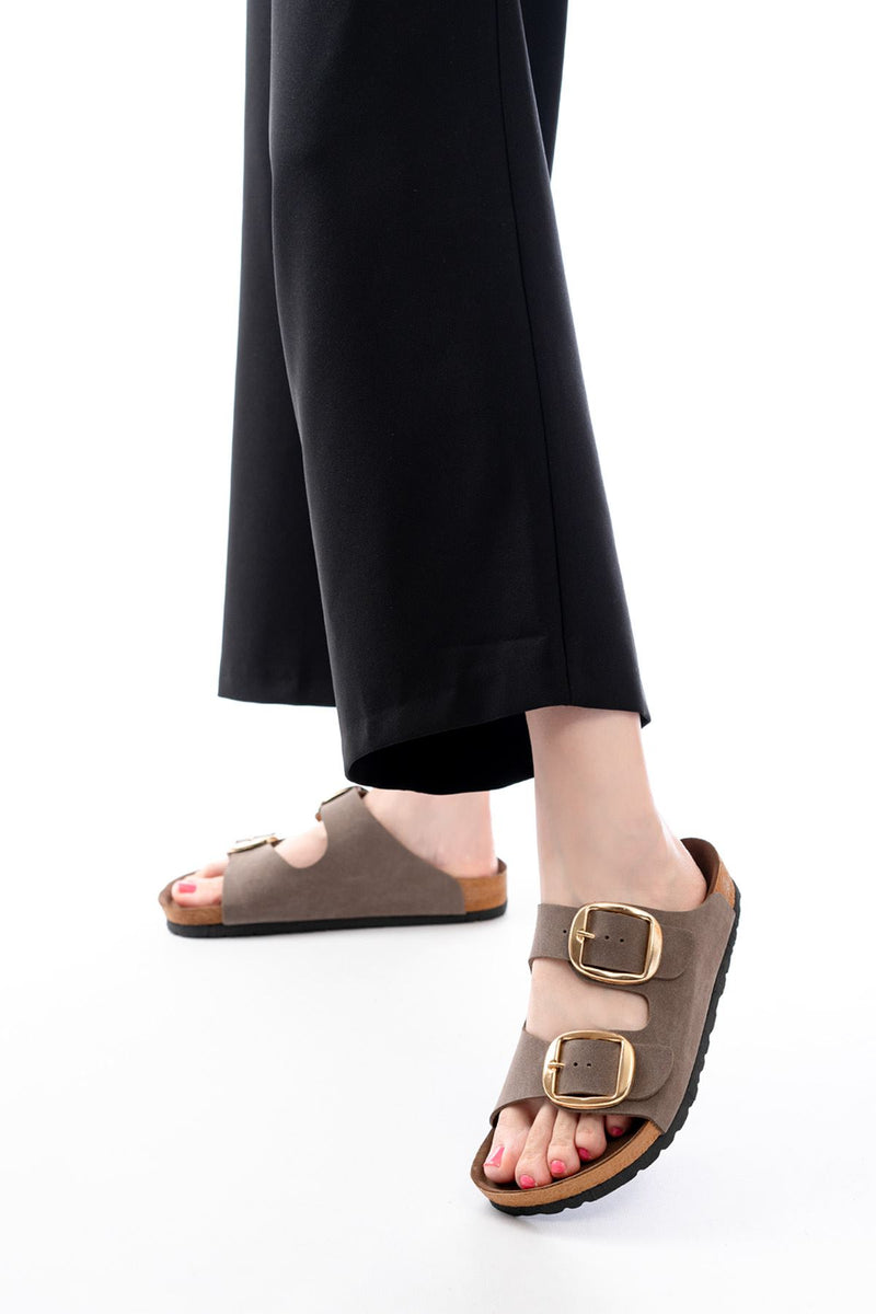Pour femme, modèle quotidien avec double boucle, 1,5 cm de talon