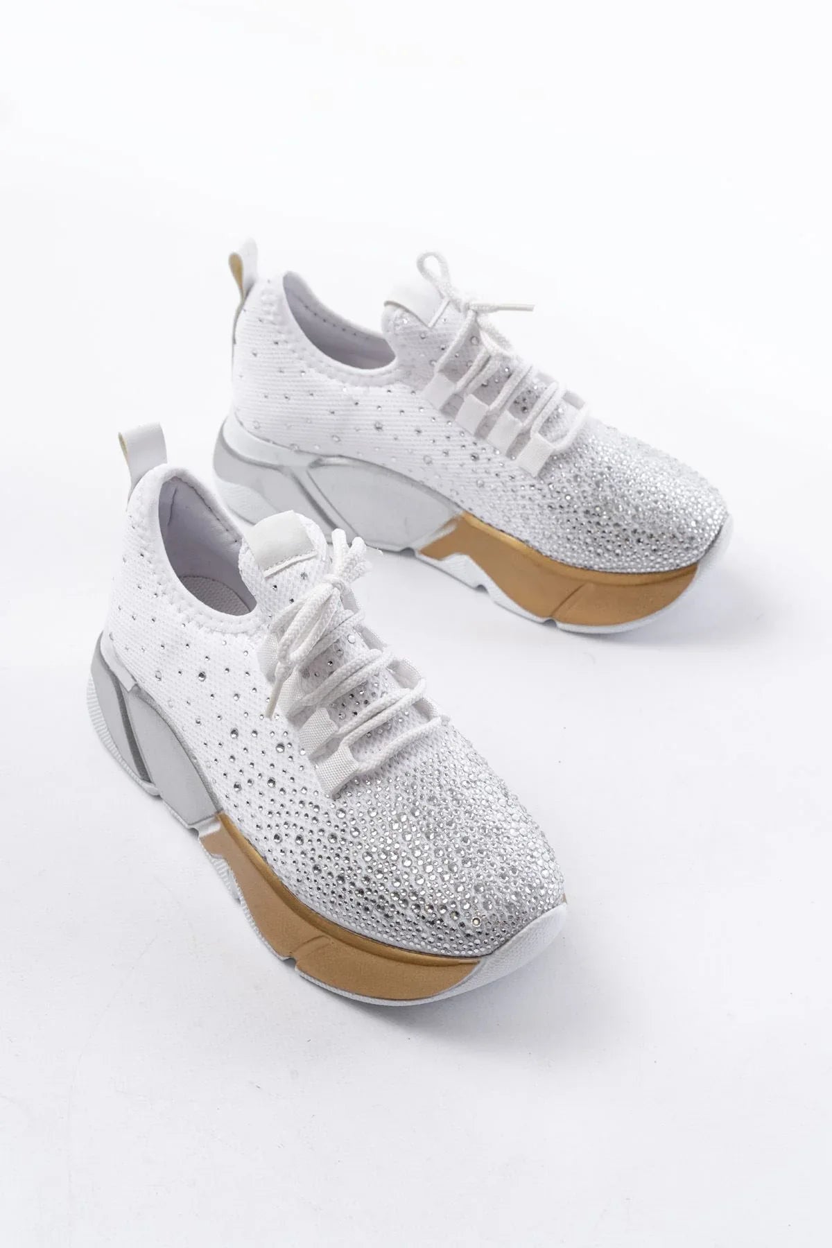 rs-403Baskets femme à lacets en maille avec détails argentés - Justyol