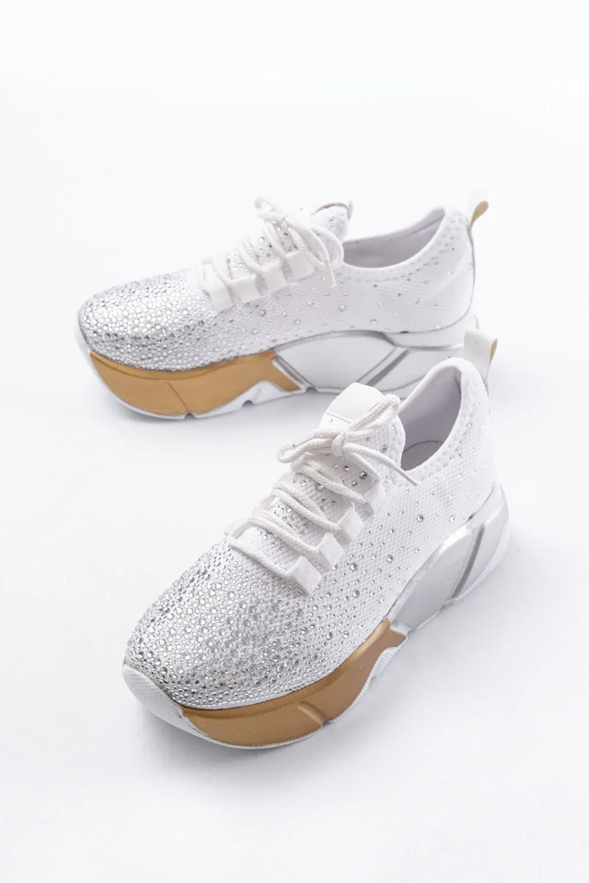 rs-403Baskets femme à lacets en maille avec détails argentés - Justyol