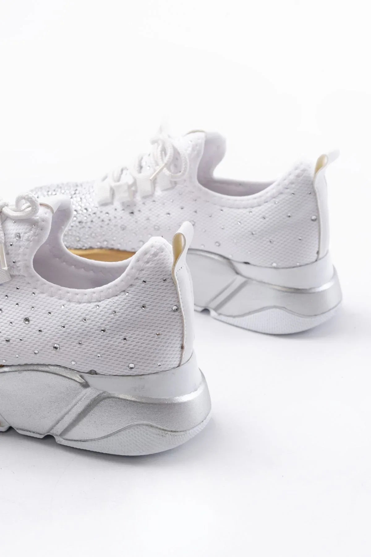 rs-403Baskets femme à lacets en maille avec détails argentés - Justyol