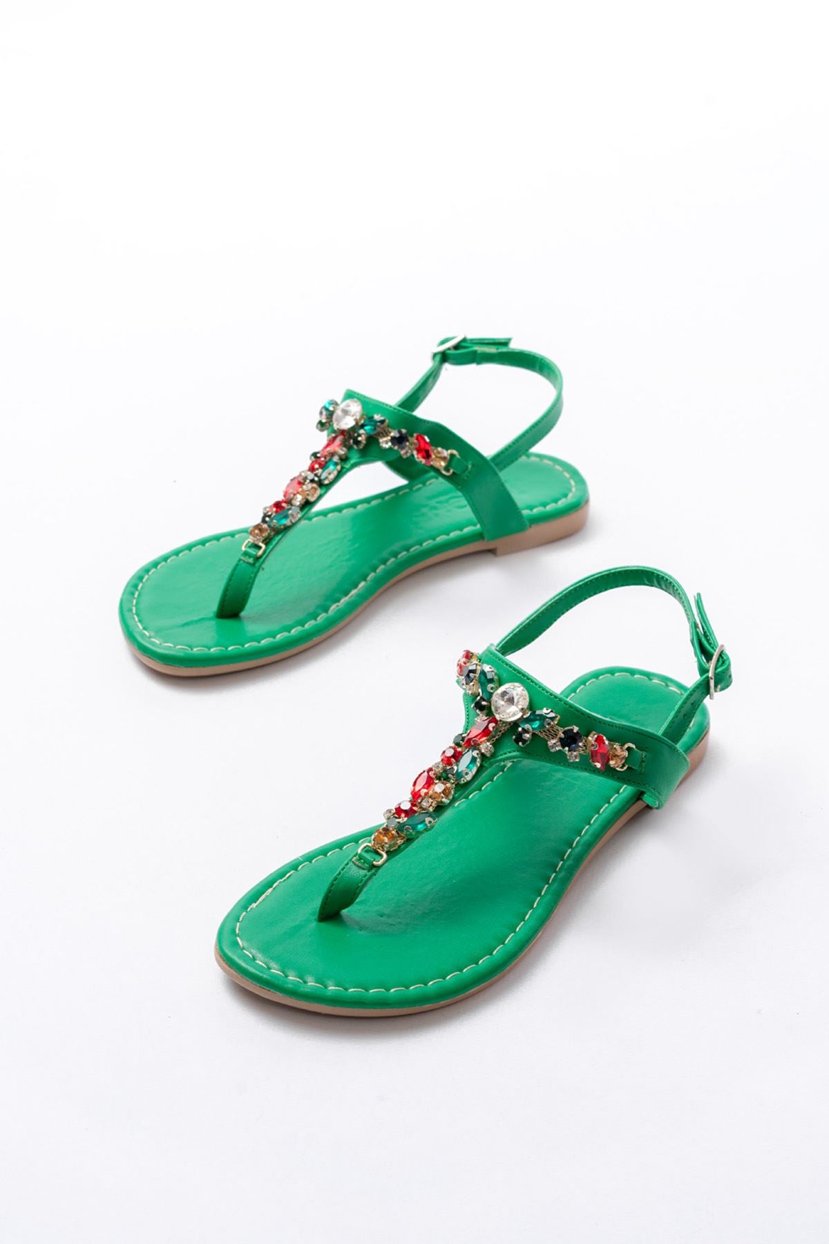 152 - 1110multi taşli parmak arasi kadin sandalet - Justyol