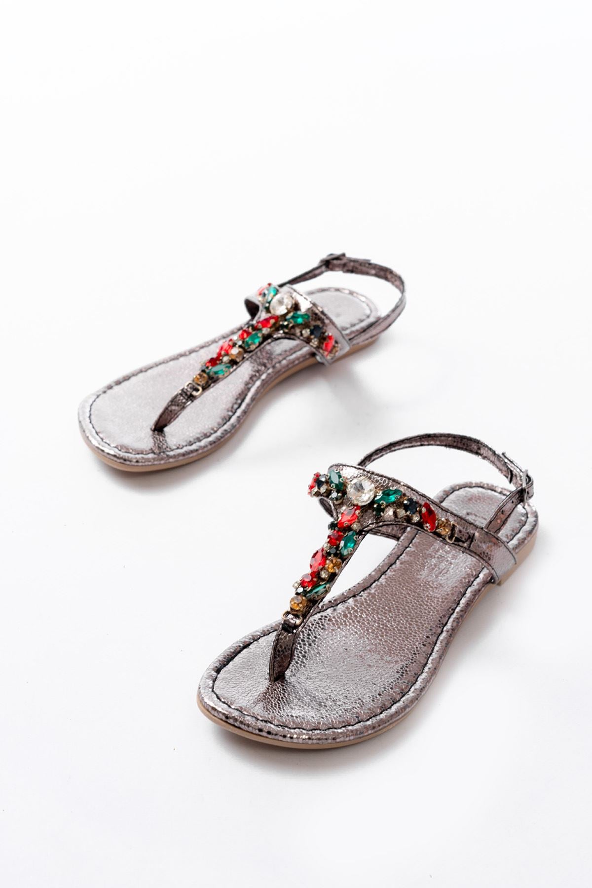 152 - 1110multi taşli parmak arasi kadin sandalet - Justyol