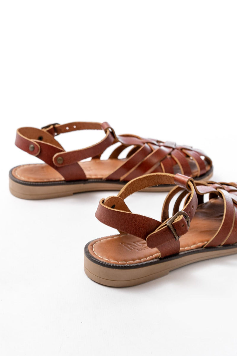 205-02 Sandales orthopédiques femme en cuir véritable marron