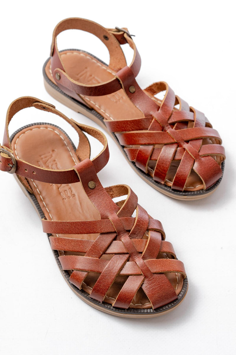205-02 Sandales orthopédiques femme en cuir véritable marron