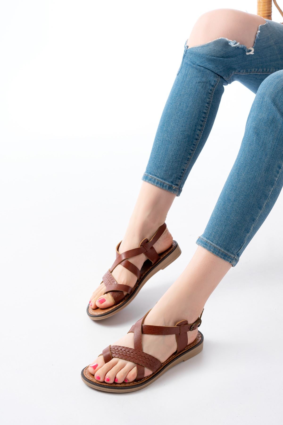 205 - 09ortopedik hakiki deri kadin sandalet - Justyol