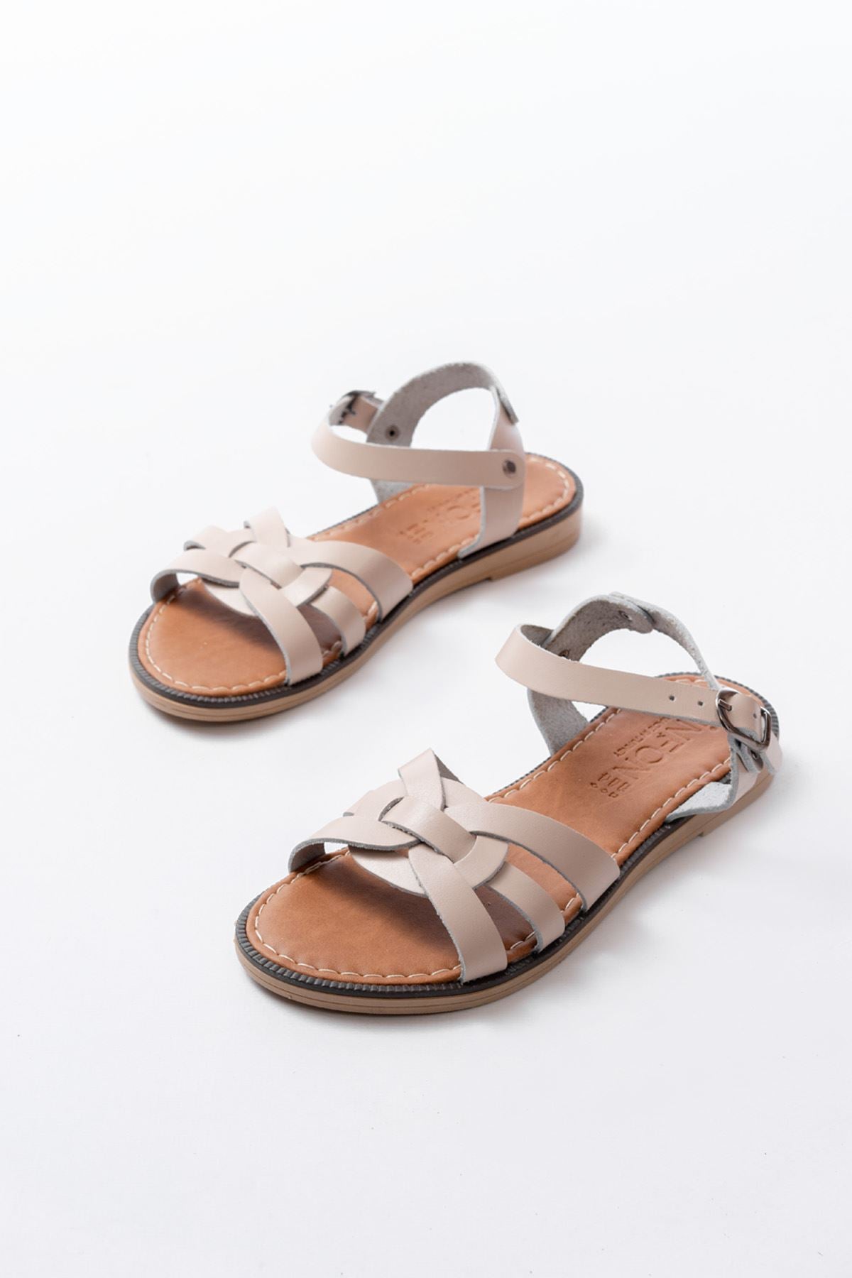 205 - 030hakiki deri ortopedik taban kadin sandalet - Justyol