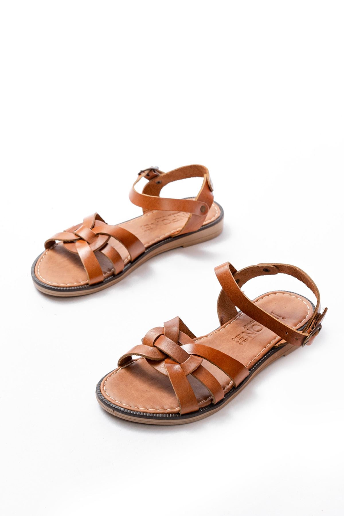 205 - 030hakiki deri ortopedik taban kadin sandalet - Justyol