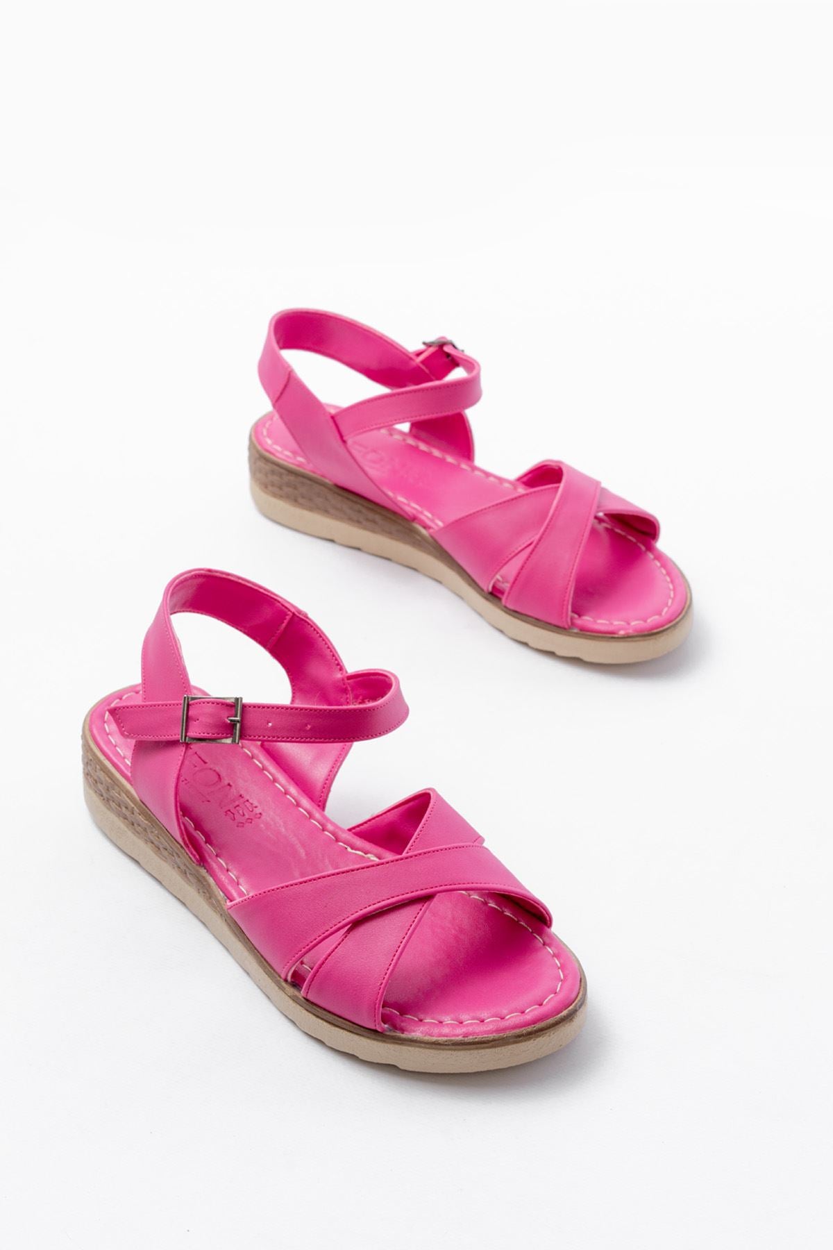 692 - 564ortopedik taban çapraz tokali kadin sandalet - Justyol