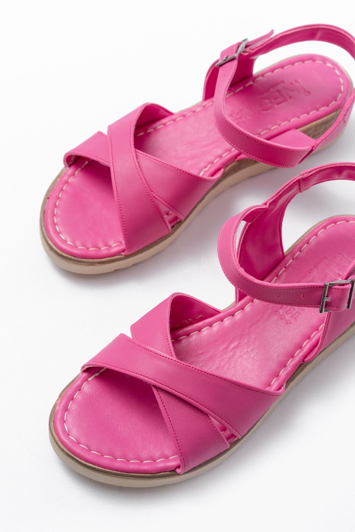 692 - 564ortopedik taban çapraz tokali kadin sandalet - Justyol