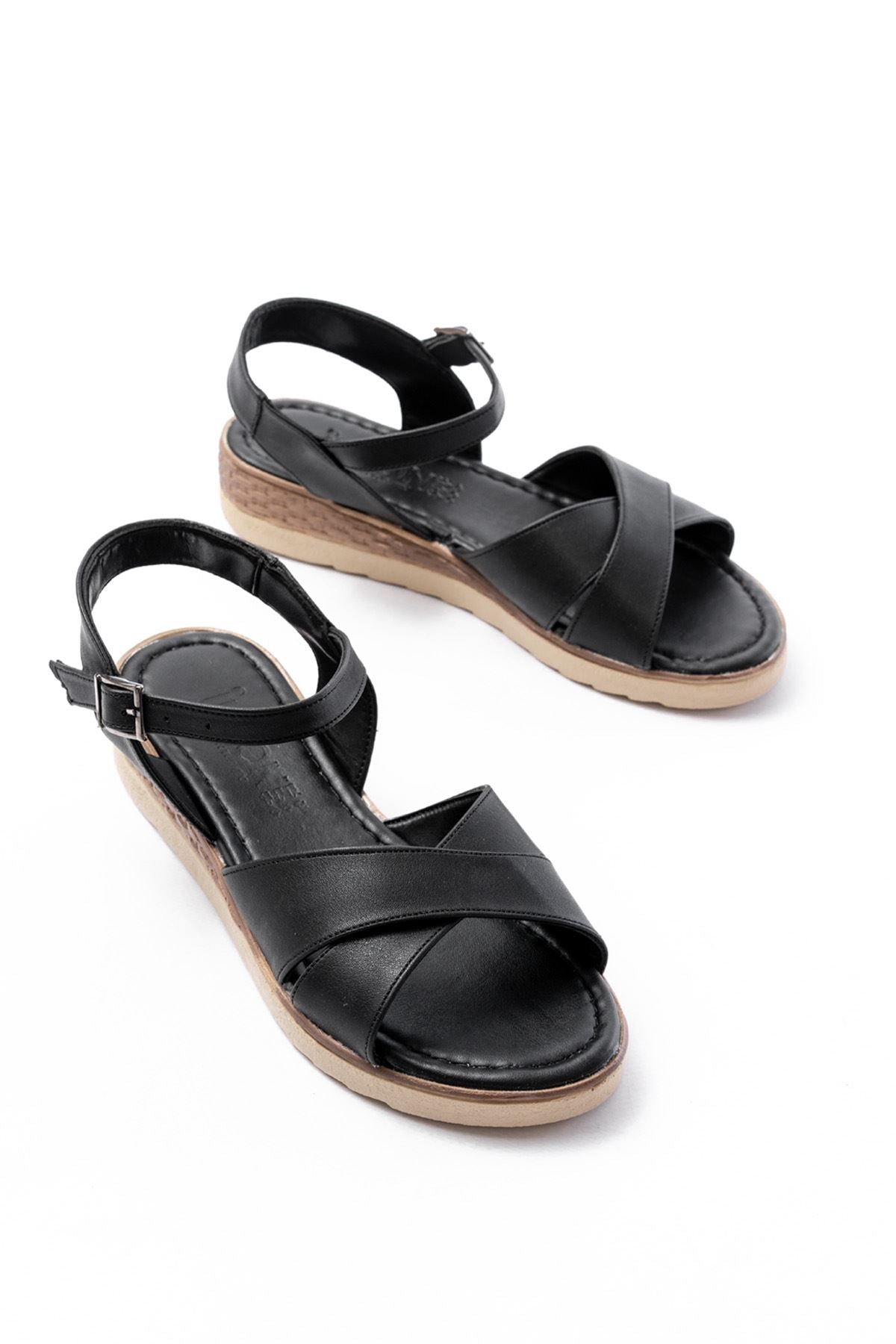 692 - 564ortopedik taban çapraz tokali kadin sandalet - Justyol