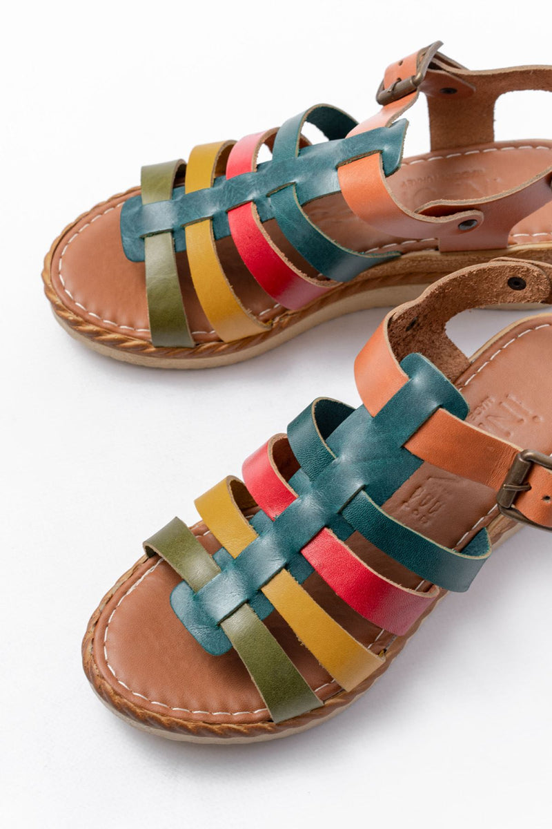 731-204 Sandales femme à talon compensé en cuir véritable