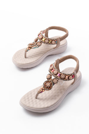 dm - 609taşli arka lastikli parmak arasi kadin sandalet - Justyol