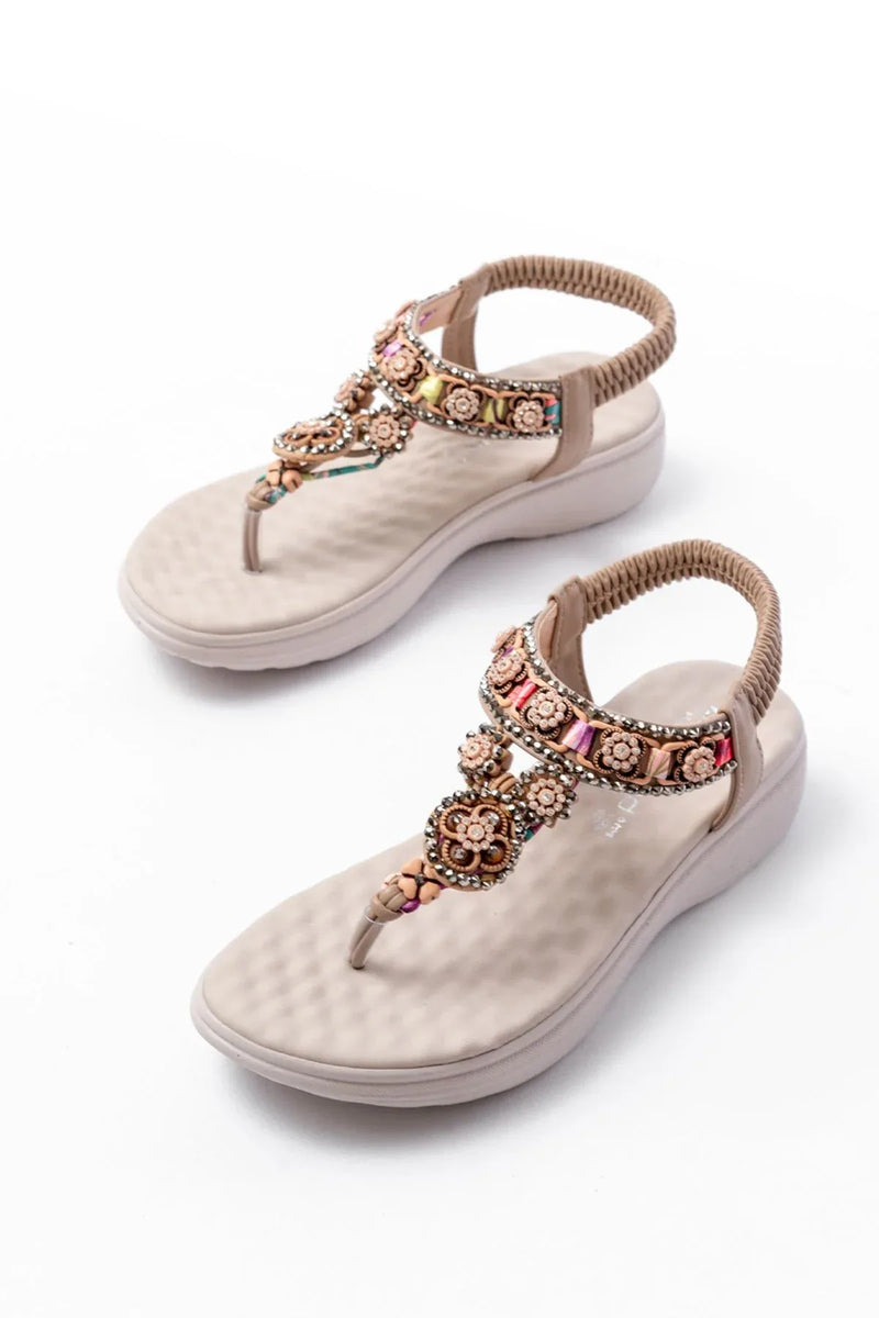 dm-609 Sandales femme à talon avec élastique arrière et détails en pierres
