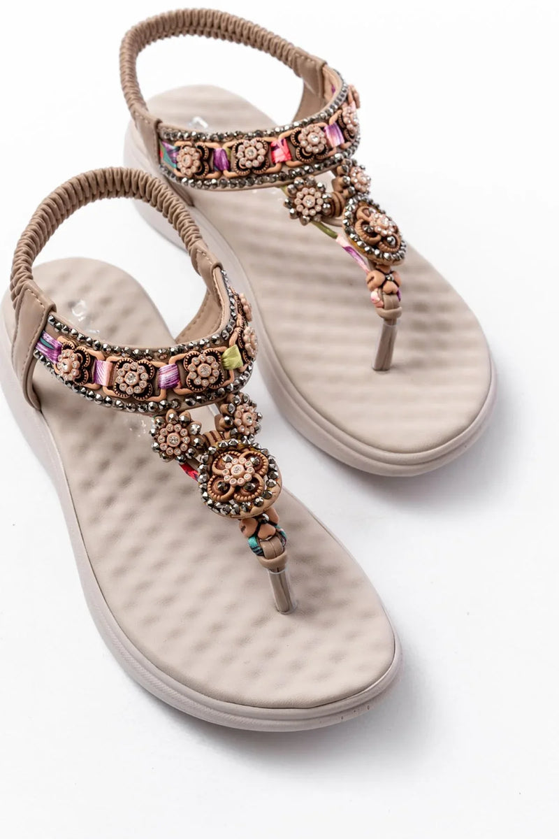 dm-609 Sandales femme à talon avec élastique arrière et détails en pierres