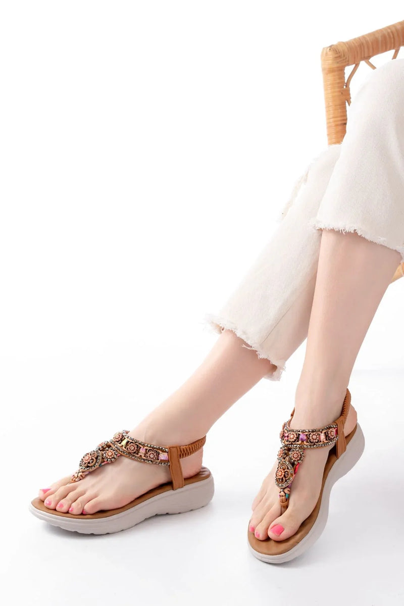 dm-609 Sandales femme à talon avec élastique arrière et détails en pierres